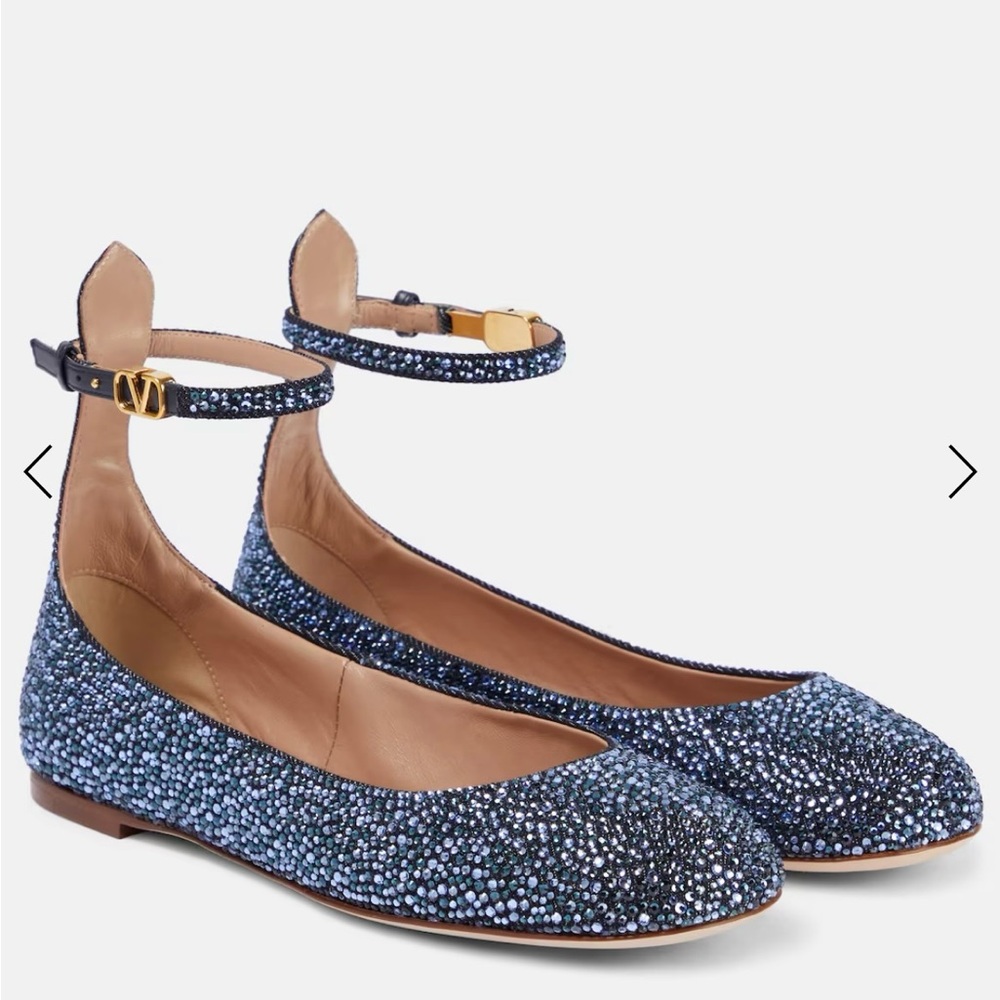 VLogo Signature Embellished Ballet Flats